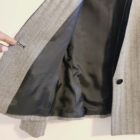 Sasson | Women's Vintage Chevron Striped Wool Jacket Blazer (Size 10/11) - Picture 10 of 15